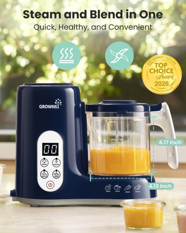 Grownsy Baby Food Maker Dark Blue