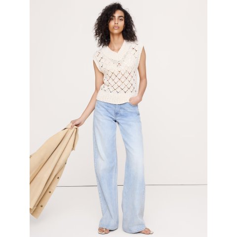 Banana Republic Crochet Cropped Sweater Vest