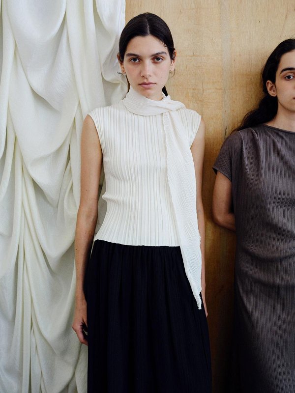TIR Pleated Knit Top Multi-Color