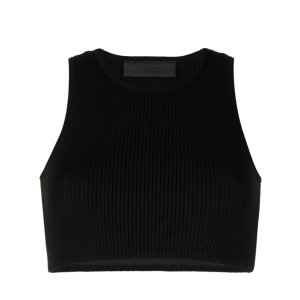 logo-patch Ribbed Crop Top