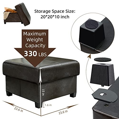 GLAXYFUR Folding Storage Bench PU Leather Black 23.6in