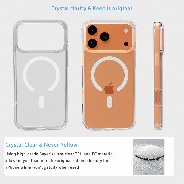 EUMADOVE iPhone 17 Pro Magnetic Clear Phone Case