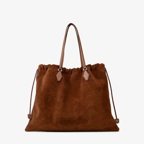  Drawstring Tote L Tan Suede Calf Leather