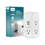 Philips 墙插式 五位电涌保护插座 2xUSB