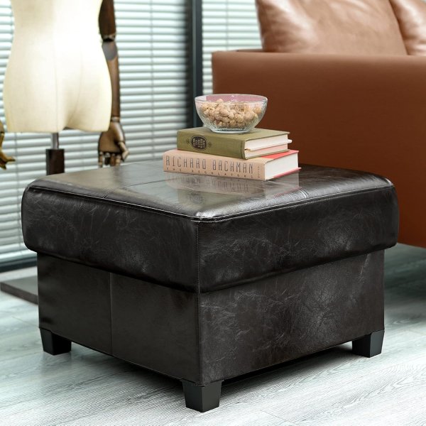 GLAXYFUR Folding Storage Bench PU Leather Black 23.6in