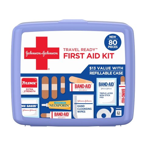 BAND-AID Travel First Aid Kit 80 Piece Portable
