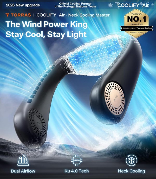 COOLiFY Air 2026 颈挂空调扇 黑色