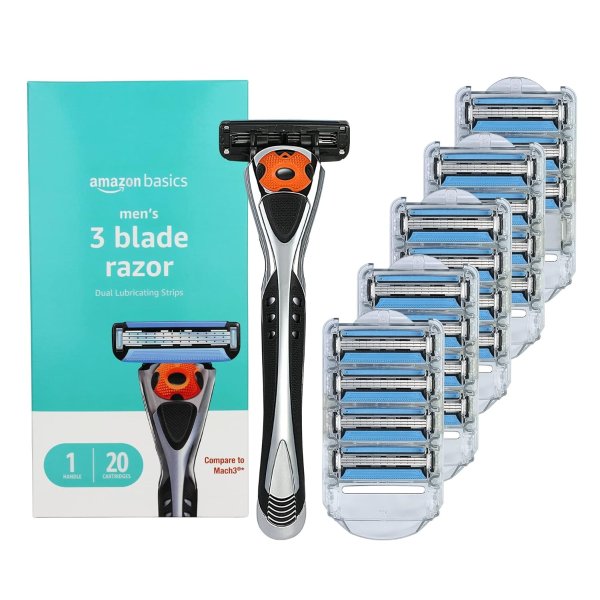 Amazon Basics 3刀头剃须刀 20刀头 黑色