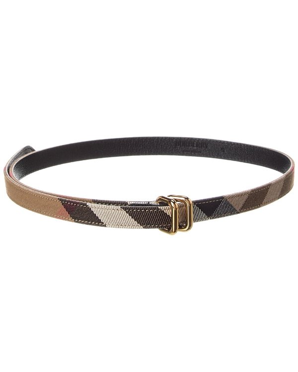 Reversible Check Canvas Leather Belt