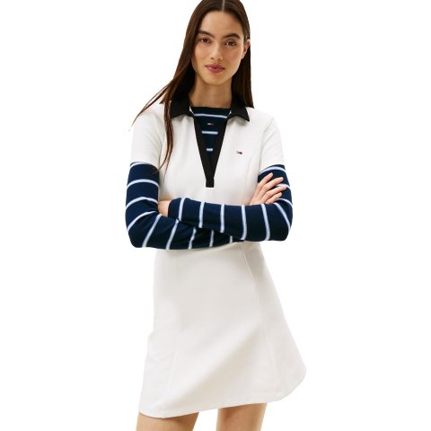 Tommy Jeans Women s Short Sleeve Contrasting Polo Dress