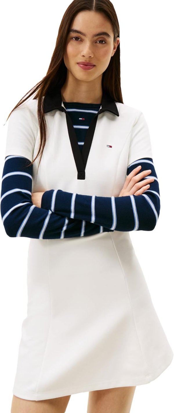 Tommy Jeans Women's Short Sleeve Contrasting Polo Dress