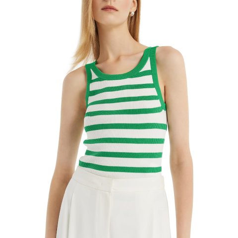 Women s Striped Sleeveless Knit Tank Top