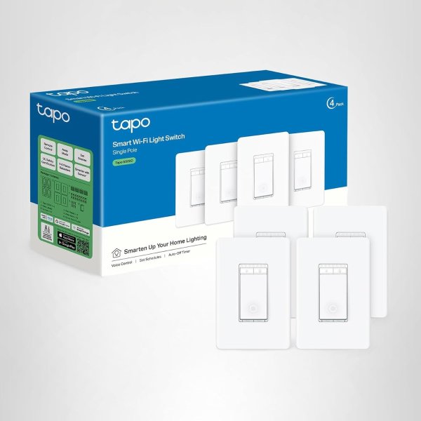 TP-Link Tapo S500D Smart Dimmer Switch 4-Pack White