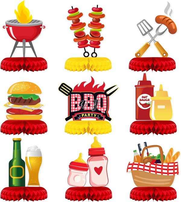 BBQ Honeycomb Centerpieces 9 Pieces