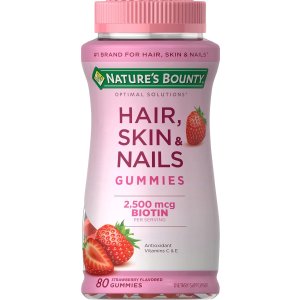 Nature s Bounty  Hair, Skin & Nails 维生素软糖 80粒 草莓味