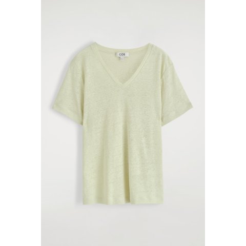 V-Neck Linen T-Shirt Light Green