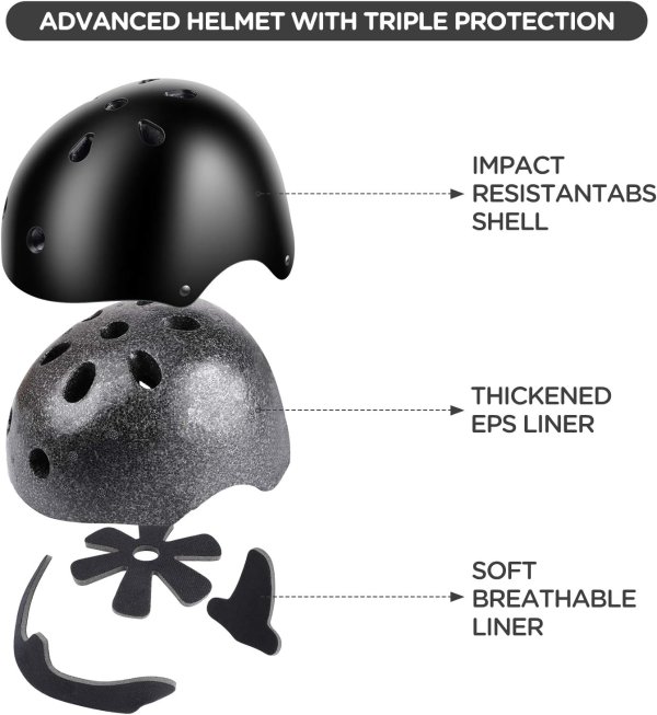 DaCool Kids Helmet Set Adjustable for Ages 3-10