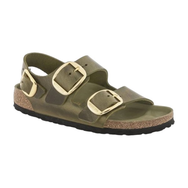  Milano Big Buckle Natural Leather Olive Green