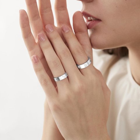 Sfloemm Love 18K Gold Ring Women Cubic Zirconia Size 6-10