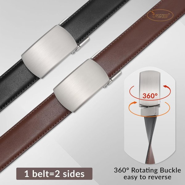 JASGOOD Men's Leather Reversible Belt 1.3 Inch