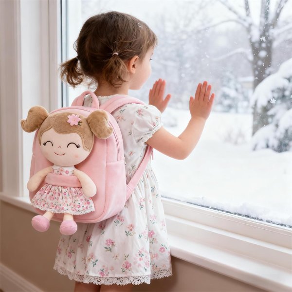 Kids Backpack Plush Sunflower Print