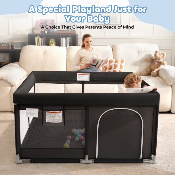 Babyeap Baby Playpen 50"x50" Black
