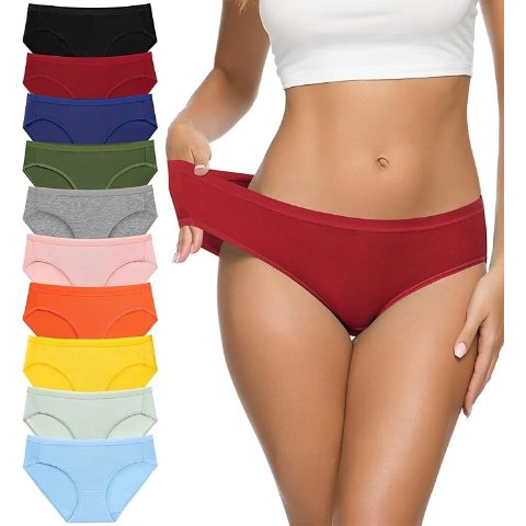 Eiggam Women’s High-Cut Cotton Bikini Panties