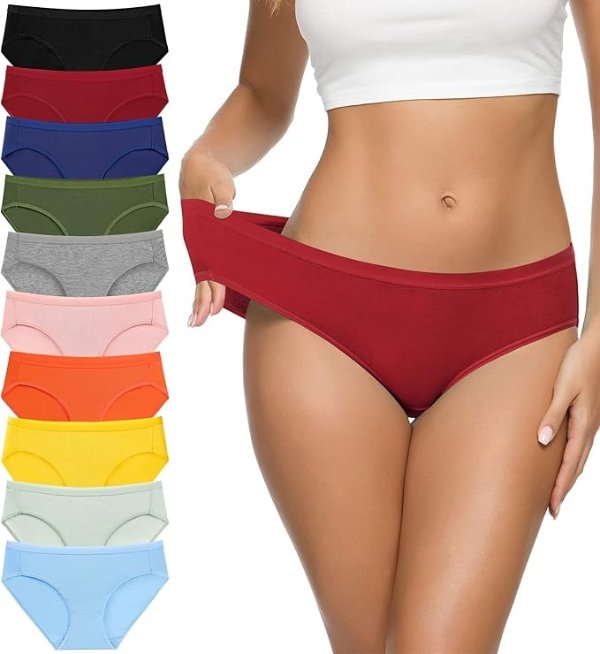 Eiggam Women’s High-Cut Cotton Bikini Panties