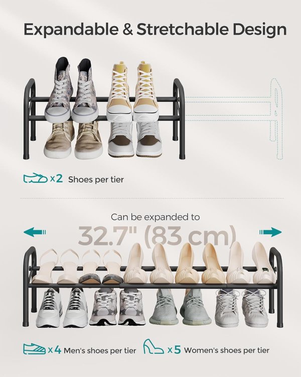 1 Tier Adjustable Metal Shoe Rack Ink Black