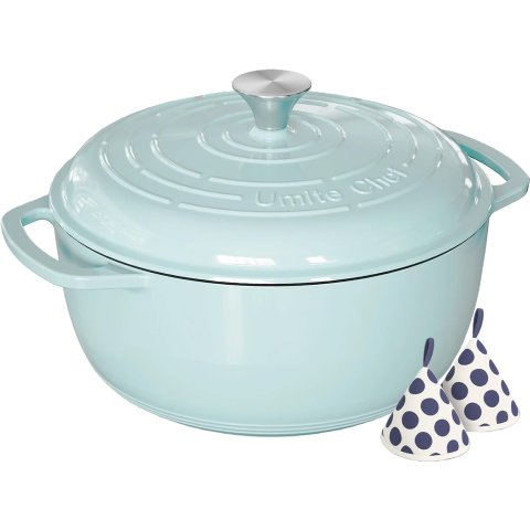 Umite Chef 6QT 珐琅铸铁锅 蓝色