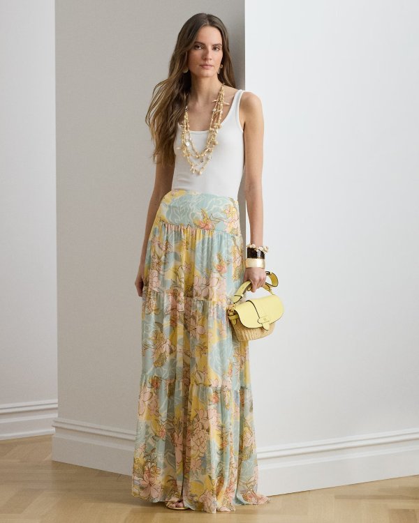 Floral Georgette Maxi Skirt
