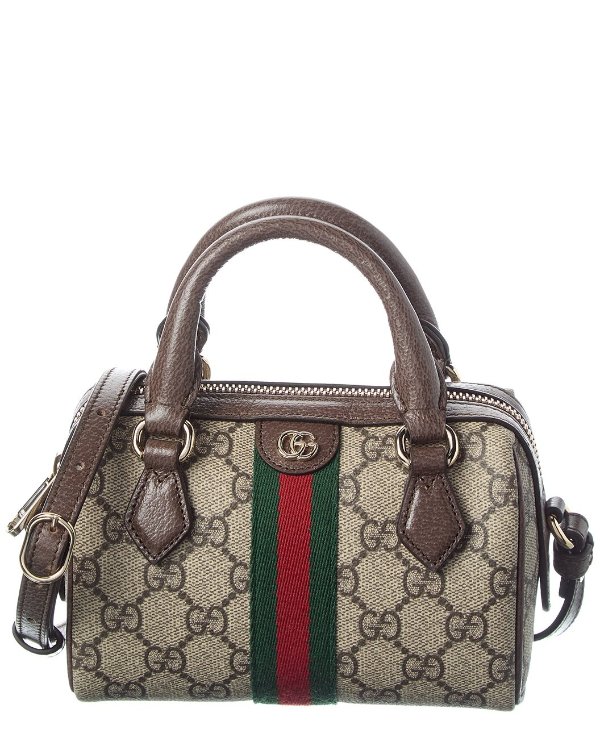 Ophidia Mini GG Supreme Canvas Leather Boston Bag