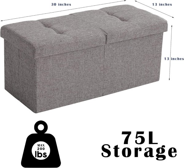 CUYOCA 折叠储物凳 75L 灰色麻布