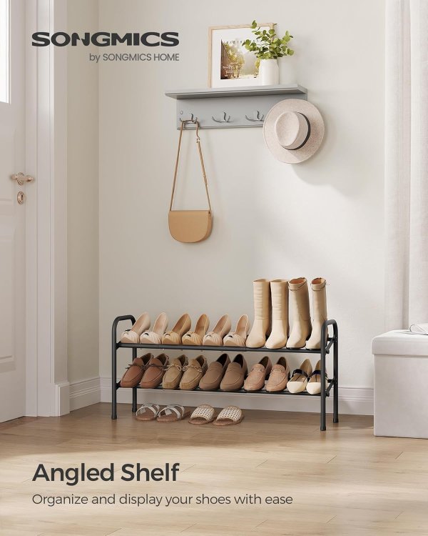 Expandable Shoe Rack 2-Tier Black