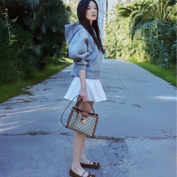 GG Supreme Canvas Leather Ballet Flat