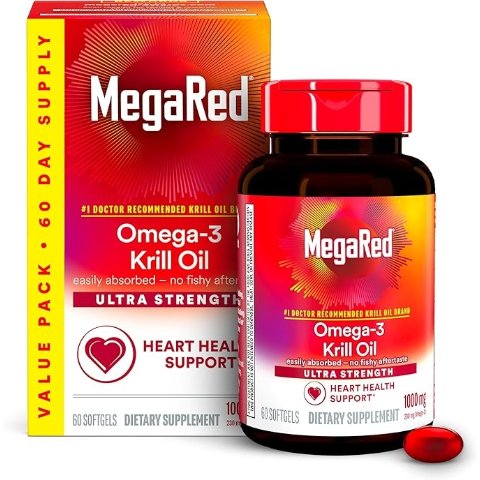 MegaRedUltra Strength 1000mg 磷虾油软胶囊 60粒