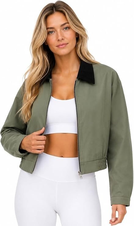Women's Cropped Jacket Corduroy Collar