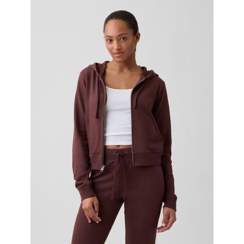 Factory French Terry Cropped Zip Hoodie