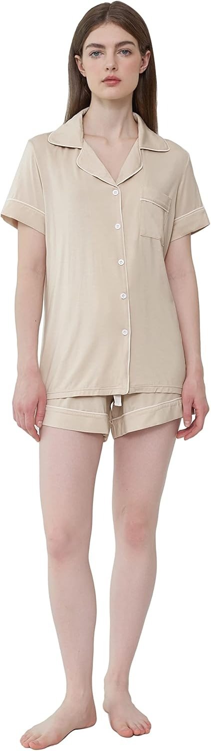 女士竹纤维短袖睡衣套装 S-XXL