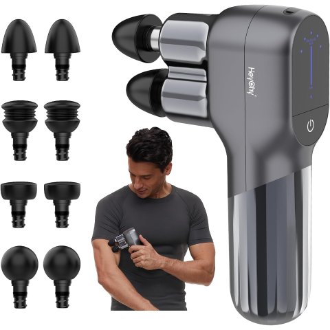 HEYCHY Mini Massage Gun Dual Head 5 Speed