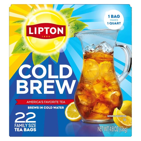 Lipton Cold Brew Iced Tea Bags Family Size 22 Count