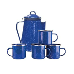 $39.99 Amazon.com Stansport Enamel Percolator Coffee Pot & 4 Mug Set (11230),Blue
