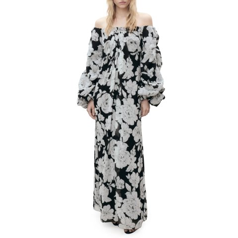Floral Off Shoulder Long Sleeve Maxi Dress Women