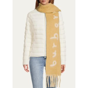 BurberryAlpaca-Blend Reversible Scarf with Fringe