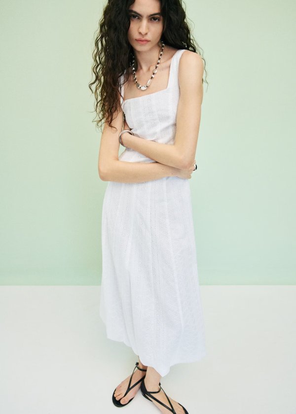  Embroidered Dress Puff Hem Women