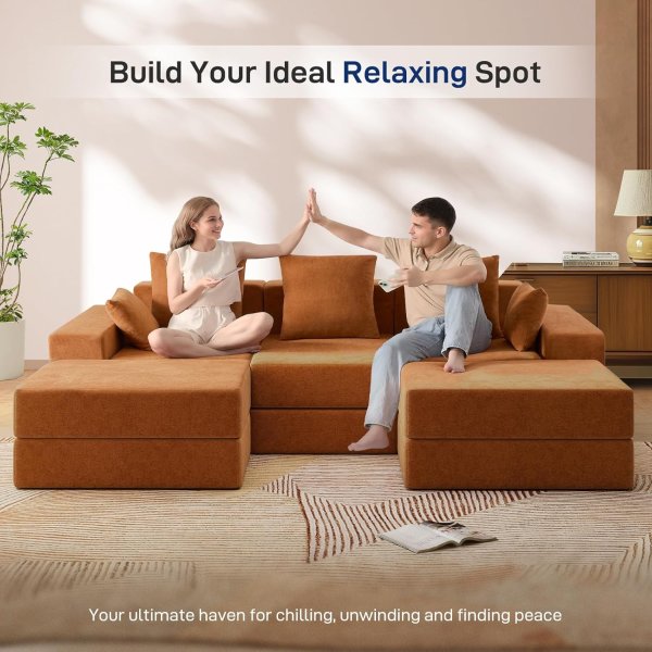 Living&Giving 101云朵沙发 橙色U型3座