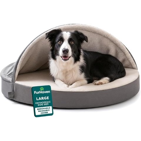 FurHaven 圆形大号犬床 灰色