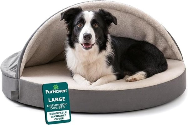 FurHaven 圆形大号犬床 灰色