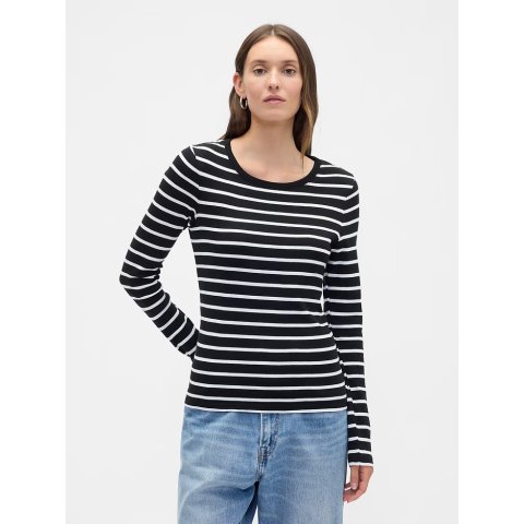 Crewneck Ribbed Stripe T-Shirt