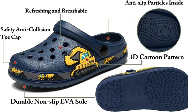 FolHaoth Kids Cartoon Garden Clogs Non-slip Breathable